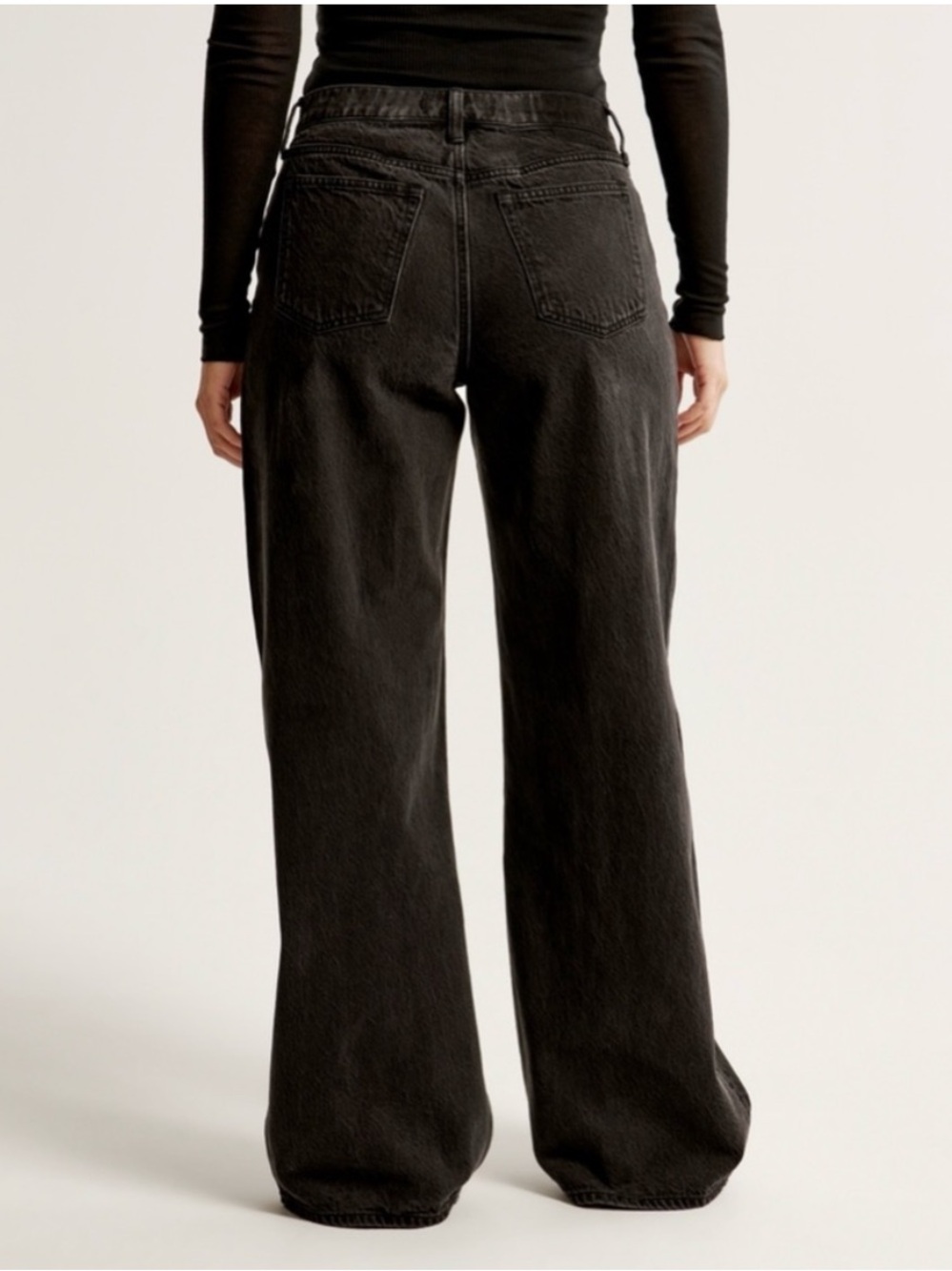 Abercrombie & Fitch Curve Love Ultra Loose Jeans 27 Long Low Rise Black Wide Leg